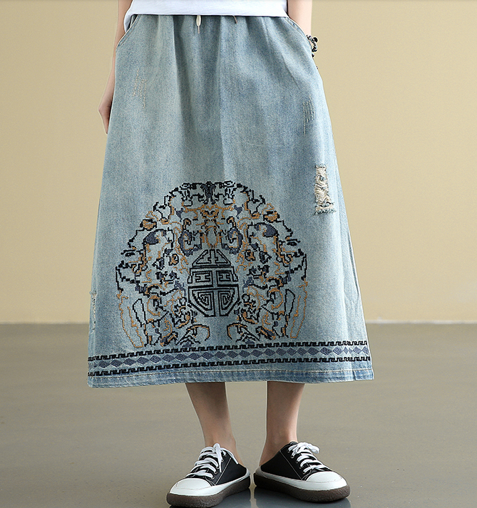 Denim Casual Cotton loose fitting Women's Skirts DZA2007221 VPPBUY shop