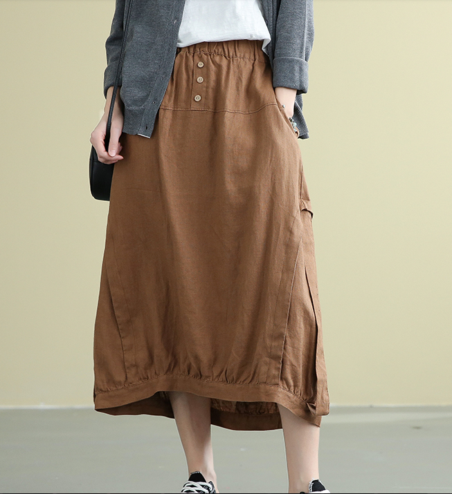 Casual Linen loose fitting Women's Skirts DZA2007192 VPPBUY shop