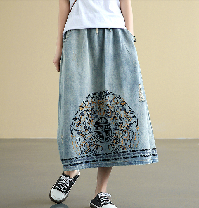 Denim Casual Cotton loose fitting Women's Skirts DZA2007221 VPPBUY shop