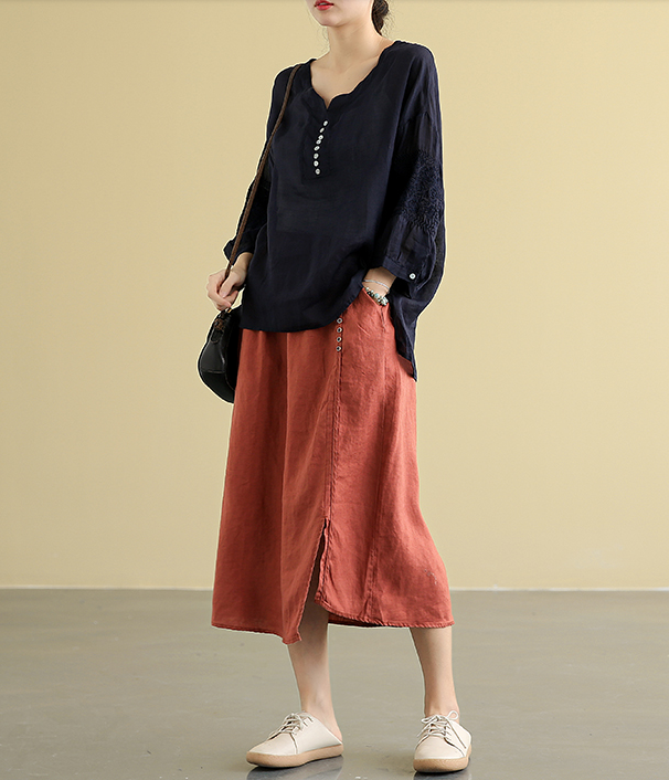 Casual linen loose fitting Women's Skirts  DZA2005107 VPPBUY shop