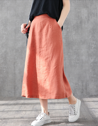 Casual Linen loose fitting Women's Skirts DZA2006135 VPPBUY shop