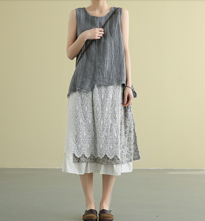 lace Casual Cotton Linen loose fitting Women's Skirts DZA2007213 VPPBUY shop