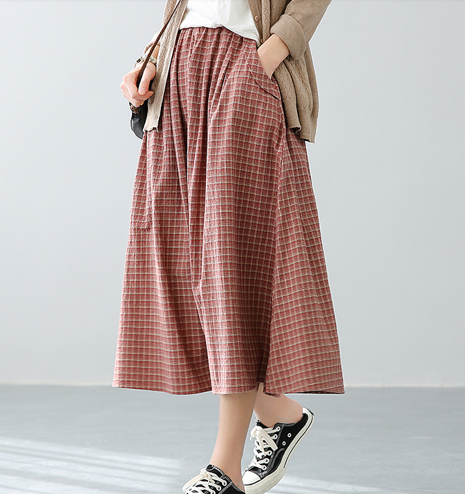 Casual Cotton Linen loose fitting Women's Skirts DZA2007128 VPPBUY shop