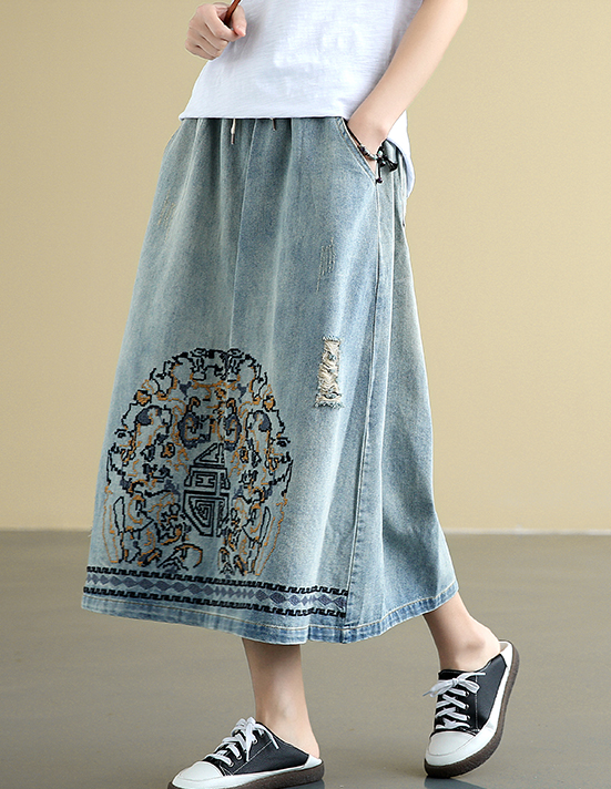 Denim Casual Cotton loose fitting Women's Skirts DZA2007221 VPPBUY shop