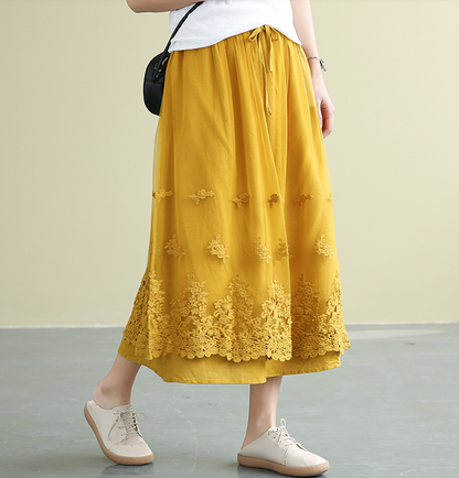 Casual polyester Cotton Cut out embroidery loose fitting Women's Skirts DZA2007191 VPPBUY shop