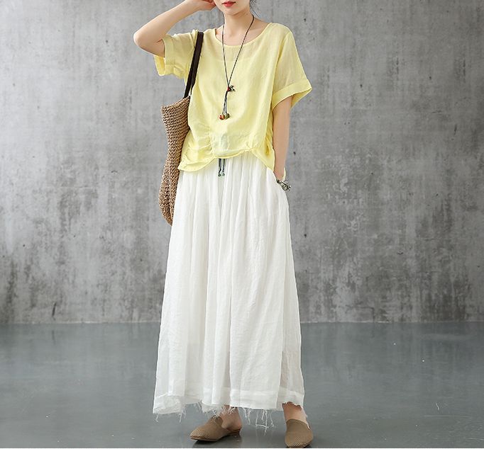 Casual Cotton linen loose fitting Women's Skirts  DZA2005103 VPPBUY shop