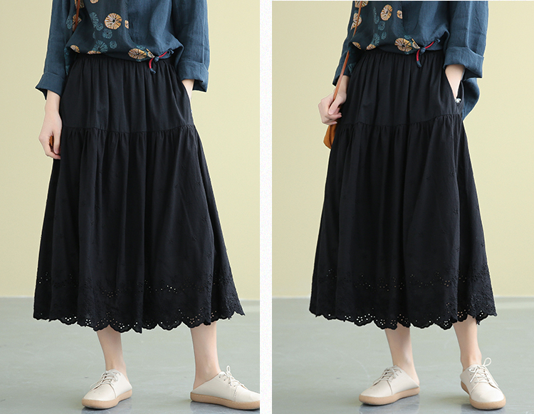 Casual Cotton Cut out embroidery loose fitting Women's Skirts DZA2007185 VPPBUY shop