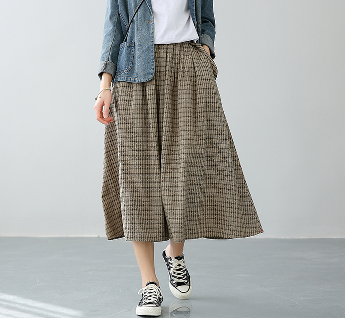 Casual Cotton Linen loose fitting Women's Skirts DZA2007128 VPPBUY shop