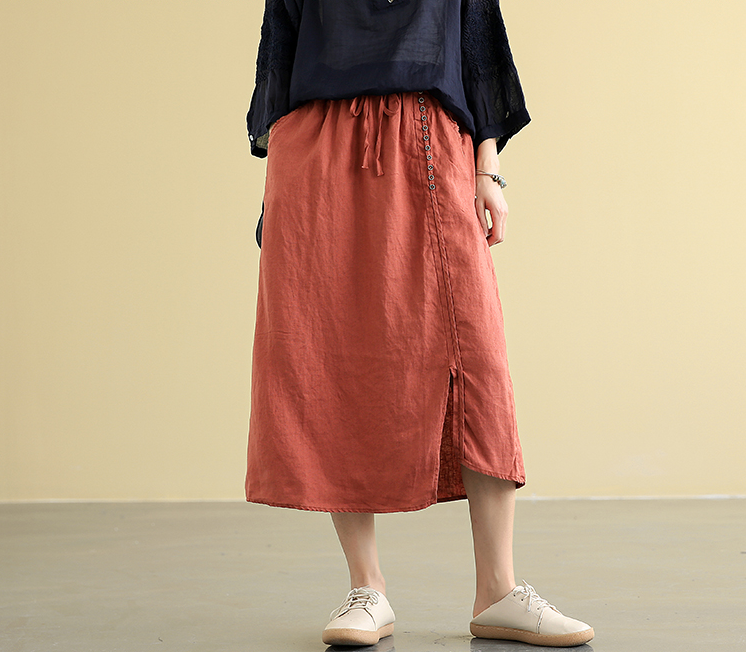 Casual linen loose fitting Women's Skirts  DZA2005107 VPPBUY shop