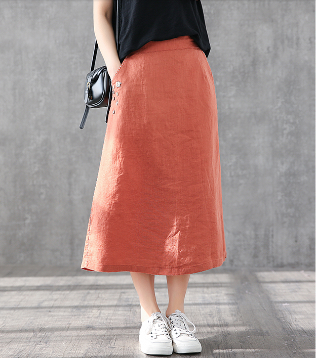 Casual Linen loose fitting Women's Skirts DZA2006135 VPPBUY shop