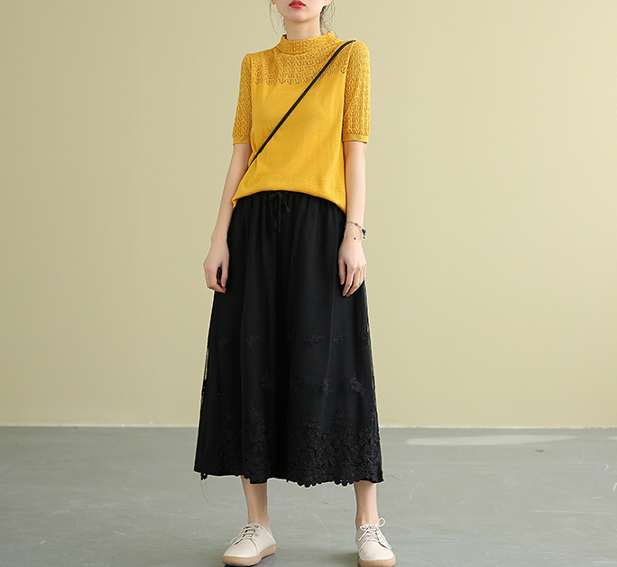 Casual polyester Cotton Cut out embroidery loose fitting Women's Skirts DZA2007191 VPPBUY shop