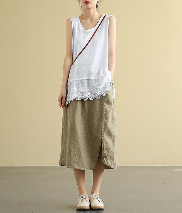 Casual linen loose fitting Women's Skirts  DZA2005107 VPPBUY shop