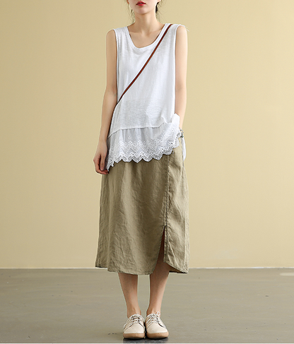 Casual linen loose fitting Women's Skirts  DZA2005107 VPPBUY shop