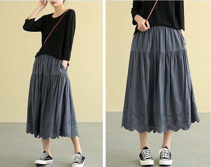 Casual Cotton Cut out embroidery loose fitting Women's Skirts DZA2007185 VPPBUY shop