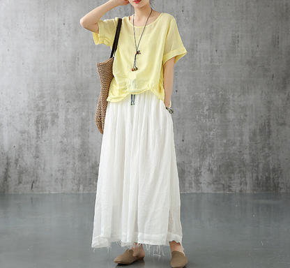 Casual Cotton Linen loose fitting Women's Skirts DZA2007301 VPPBUY shop