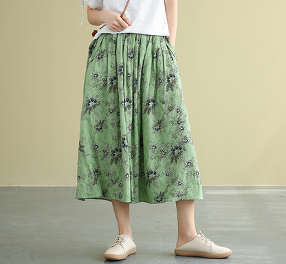 Patterned Casual Cotton loose fitting Women's Skirts DZA2007182 VPPBUY shop