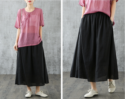 Casual Cotton linen loose fitting Women's Skirts  05102 VPPBUY shop