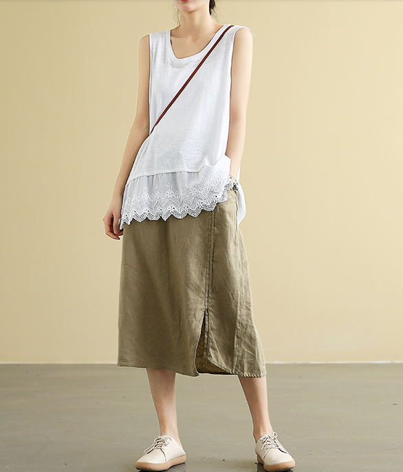 Casual linen loose fitting Women's Skirts  DZA2005107 VPPBUY shop