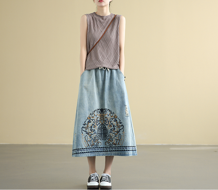 Denim Casual Cotton loose fitting Women's Skirts DZA2007221 VPPBUY shop