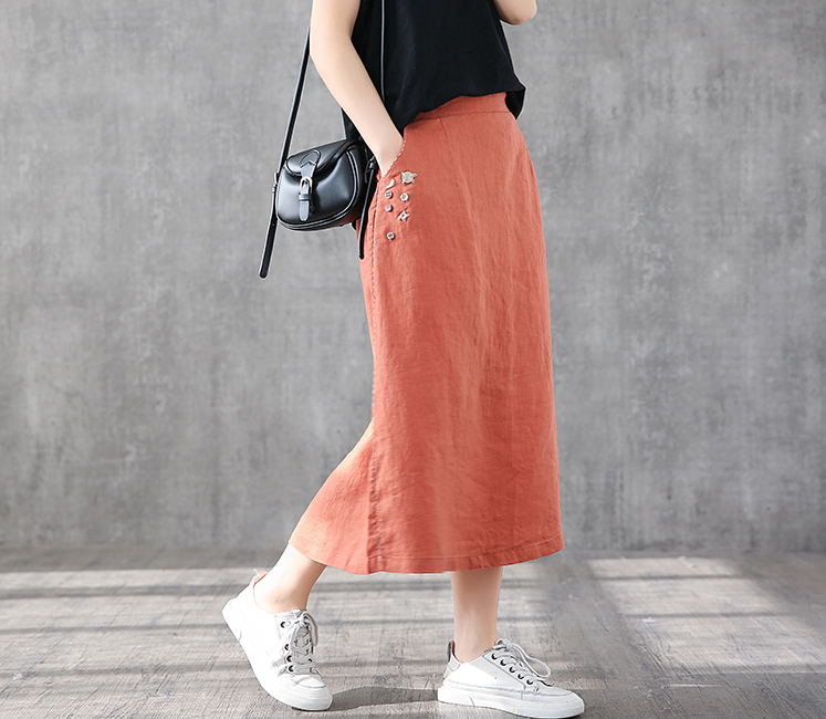 Casual Linen loose fitting Women's Skirts DZA2006135 VPPBUY shop