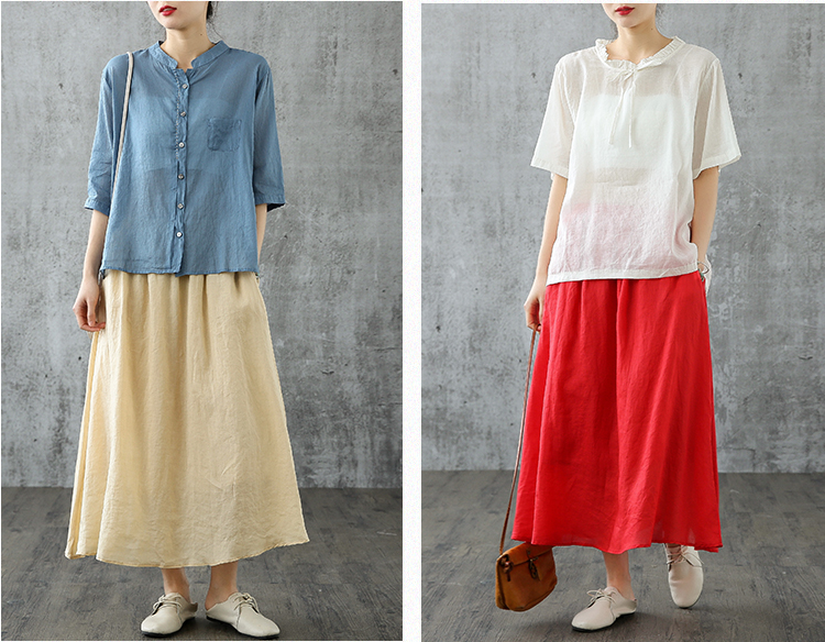 Casual Cotton linen loose fitting Women's Skirts  05102 VPPBUY shop