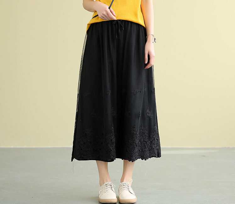 Casual polyester Cotton Cut out embroidery loose fitting Women's Skirts DZA2007191 VPPBUY shop