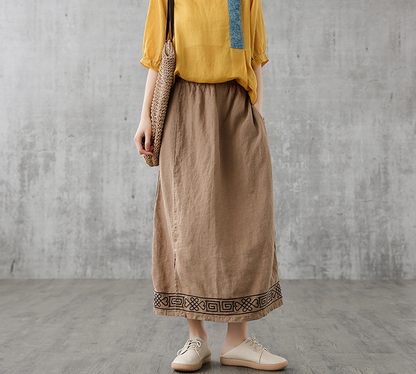 Casual Linen loose fitting Women's Skirts DZA200845 VPPBUY shop