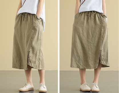 Casual linen loose fitting Women's Skirts  DZA2005107 VPPBUY shop