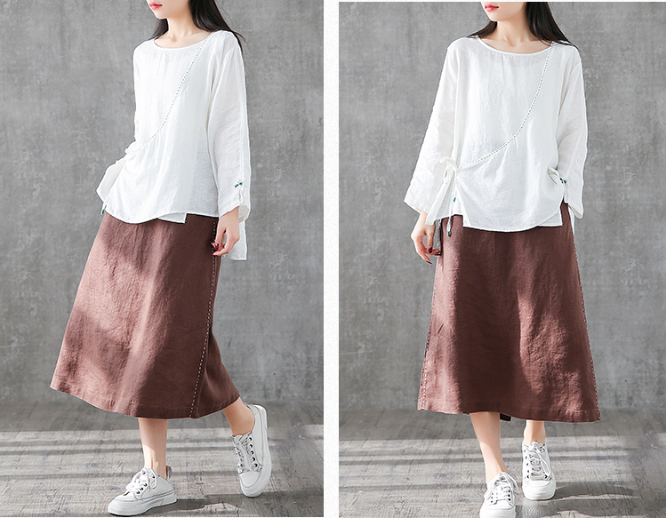 Casual Linen loose fitting Women's Skirts DZA2006135 VPPBUY shop