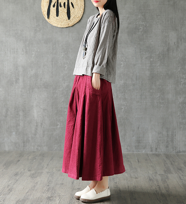 Casual Cotton linen loose fitting Women's Skirts  DZA2005262 VPPBUY shop