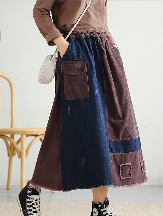 Casual Cotton Linen loose fitting Women's Skirts DZA2006116 VPPBUY shop