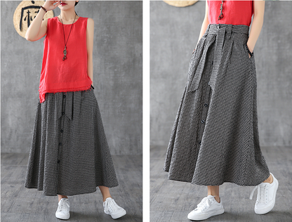 Casual Cotton Linen  loose fitting Women's Skirts  DZA200619 VPPBUY shop