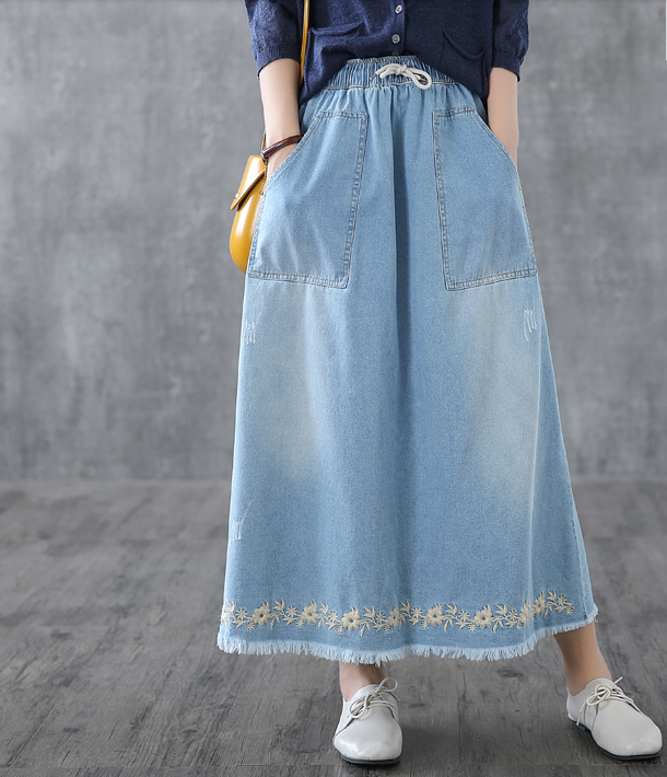 Denim Casual Cotton  loose fitting Women's Skirts  DZA200632 VPPBUY shop