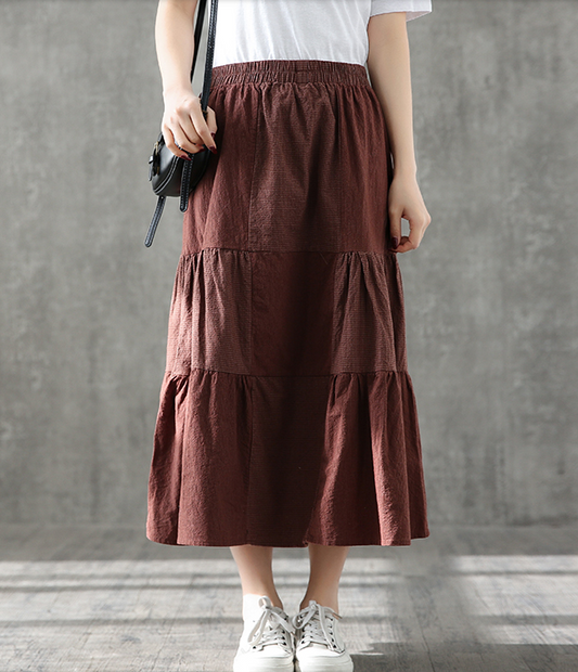 Casual Cotton Linen loose fitting Women's Skirts DZA2006117 VPPBUY shop