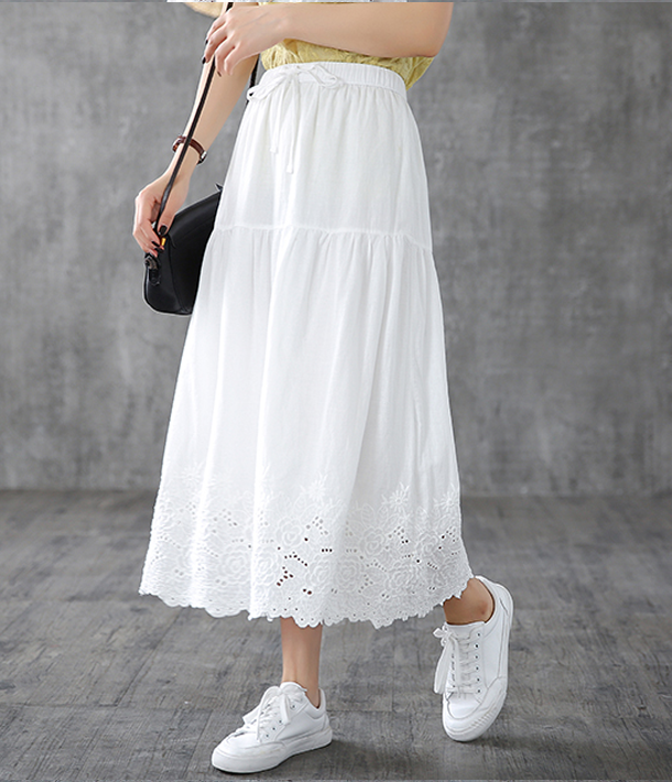 Lace Casual Cotton Linen  loose fitting Women's Skirts  DZA200621 VPPBUY shop