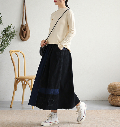 Casual Cotton Linen loose fitting Women's Skirts DZA2006116 VPPBUY shop