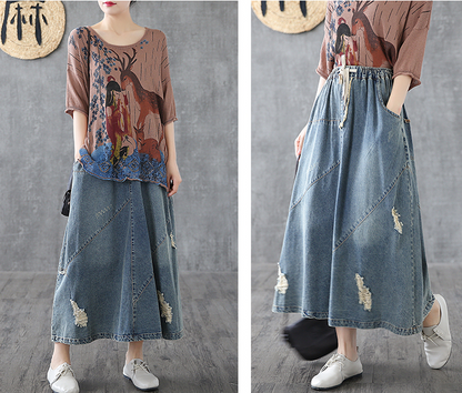 Denim Casual loose fitting Women's Skirts  DZA200634 VPPBUY shop