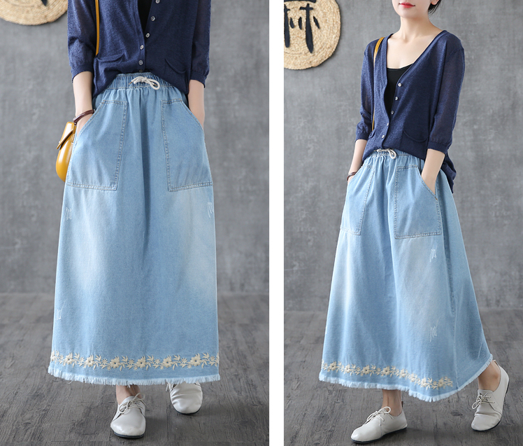 Denim Casual Cotton  loose fitting Women's Skirts  DZA200632 VPPBUY shop