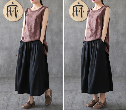 Casual Cotton Linen  loose fitting Women's Skirts  DZA200622 VPPBUY shop