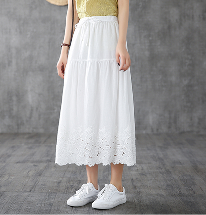 Lace Casual Cotton Linen  loose fitting Women's Skirts  DZA200621 VPPBUY shop