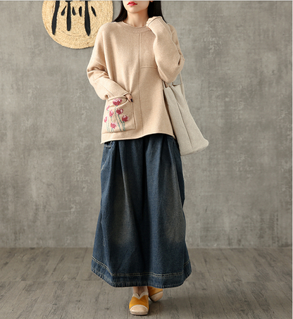 Denim Casual Cotton  loose fitting Women's Skirts  DZA200612 VPPBUY shop