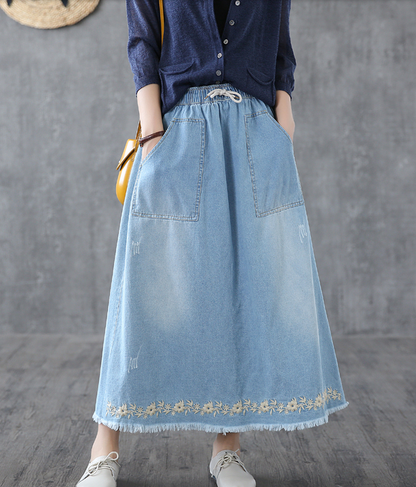 Denim Casual Cotton  loose fitting Women's Skirts  DZA200632 VPPBUY shop