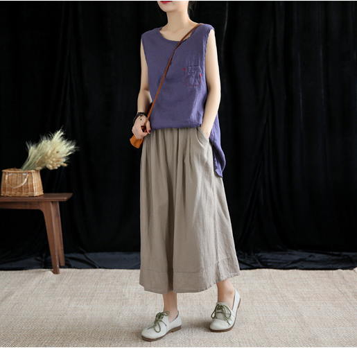 Casual Cotton Linen  loose fitting Women's Skirts  DZA200622 VPPBUY shop