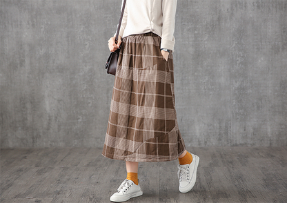 Plaid Casual Cotton loose fitting Women's Skirts DZA2006132 VPPBUY shop