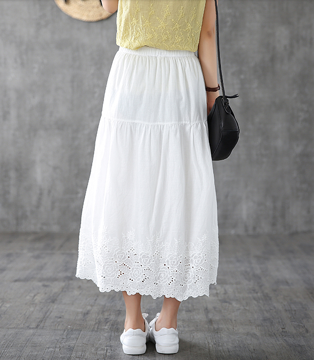 Lace Casual Cotton Linen  loose fitting Women's Skirts  DZA200621 VPPBUY shop