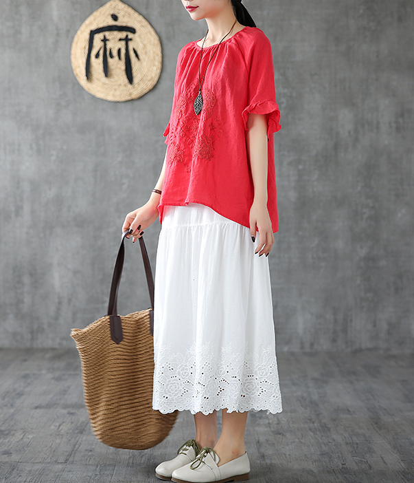 Lace Casual Cotton Linen  loose fitting Women's Skirts  DZA200621 VPPBUY shop