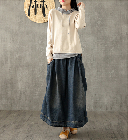 Denim Casual Cotton  loose fitting Women's Skirts  DZA200612 VPPBUY shop