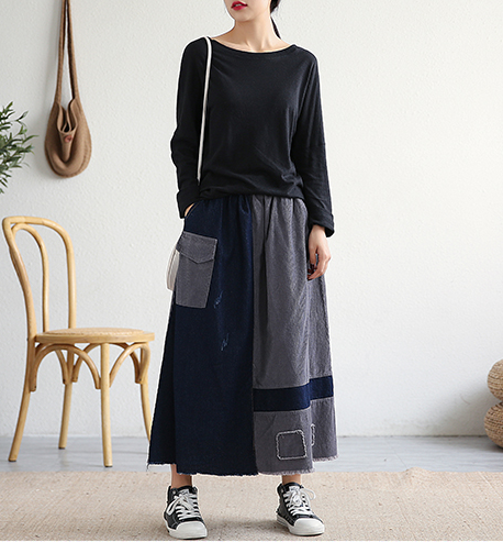 Casual Cotton Linen loose fitting Women's Skirts DZA2006116 VPPBUY shop