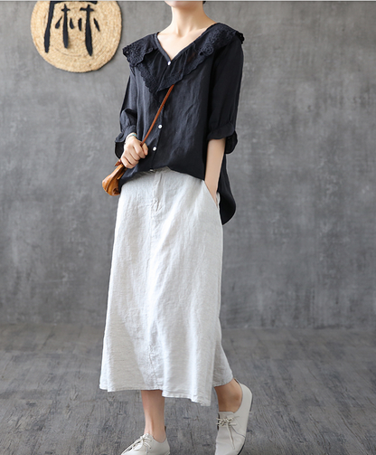 Casual Linen  loose fitting Women's Skirts  DZA200623 VPPBUY shop