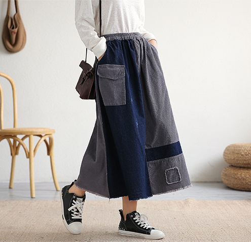 Casual Cotton Linen loose fitting Women's Skirts DZA2006116 VPPBUY shop